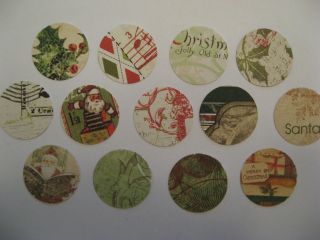 100 1 Circle Paper Punch Outs Old Fashioned Christmas Double Sided
