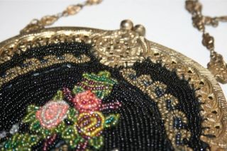 Christiana Gorgeous Vintage Silk Beaded Roses Purse Bag