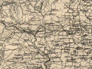  County England Detailed 1889 Map Showing Towns Cities RRs