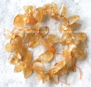 CI32 20x28mm Natural Citrine Carved Leaves Beads 16