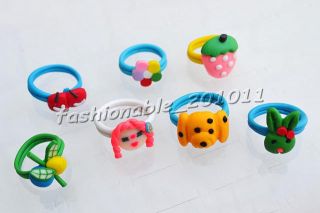  Jewerly 100pcs Colorful Mixed Polymer Clay Children Ring Fimo