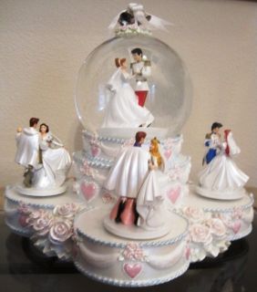   Princess Wedding Cake Snow Globe Cinderella Ariel Belle Snow White