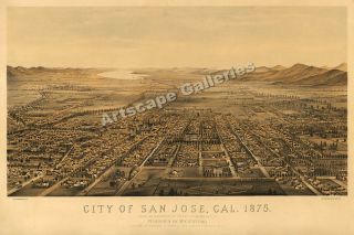 1875 San Jose California Map Santa Clara County 16x24