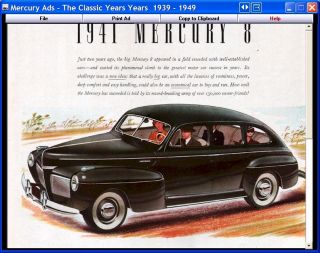 Mercury Ads CD ROM 1939   1949 ford