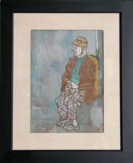 Joseph Solman Seated Old Man Gouache Painting C1965