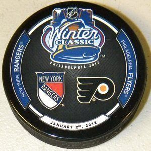 2012 Winter Classic NHL Hockey Puck Dueling Logos New York Rangers