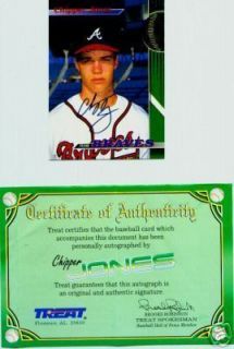 Autographed Signed Card Chipper Jones Topps Treat