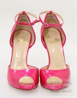 Christian Louboutin Hot Pink Patent Leather Peep Toe Claudia Heels
