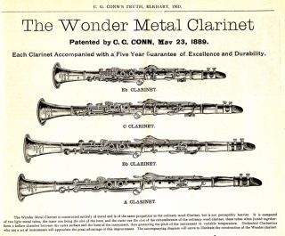 Antique C G Conn Metal B Flat Clarinet 2150 1896 in Original Case