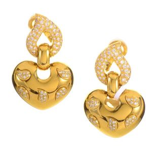 Chopard 18K Yellow Gold Diamond Heart Drop Earrings