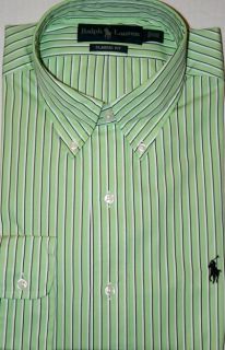 85 Ralph Lauren Medium XL Stripe Dress Classic Fit Shirt