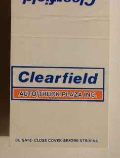 1980s Matchbook Auto Truck Plaza i80 Clearfield PA MB