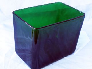 VTG NAPCO CLEVELAND OHIO BEAUTIFUL DARK EMERALD GREEN GLASS RECTANGLE