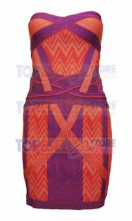 Chrissy Teigen Pink Orange Ethnic Bandage Dress XS s M L Bodycon