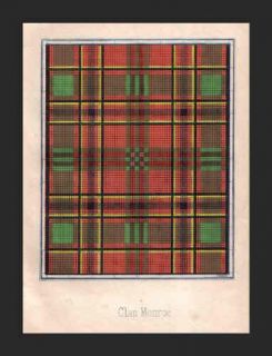 clan monroe this rare engraving of the traditional tartan plaid of the
