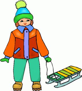 boy with sled clipart.gif