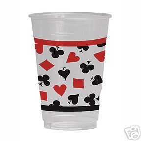 Casino Night Card Party Clear Printed Plastic Cups New