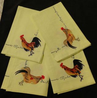 Cloth Rooster Napkins Set of 8 New in Package Yellow