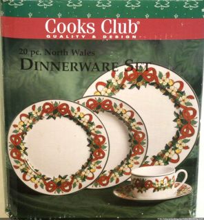 Cooks Club 20 PC North Wales Christmas Porcelain Dinnerware Set