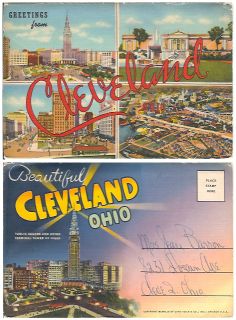 Cleveland Ohio Vintage Souvenir Folding Postcard