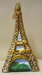 Eiffel Tower Paris France Glass Christmas Ornament
