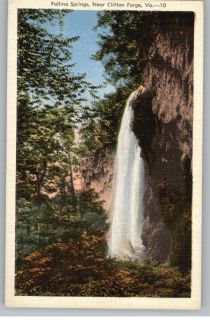 Linen PostcardFalling Springs Near Clifton Forge,Virginia/VA