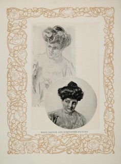 1906 Howard Chandler Christy American Girl Sketch   ORIGINAL HISTORIC