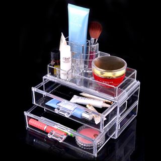Clear Acrylic Drawers Box Storage Makeup Case Cosmetic Organizer X1pcs