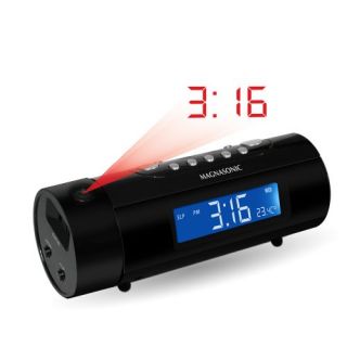 Projection Clock Radio w Dual Alarm Magnasonic Mag MM178K Am FM Auto