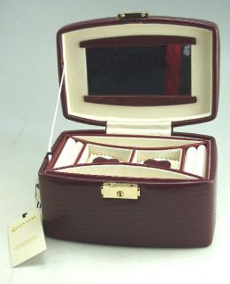 New in Box Champ Collection Burgundy Leather Multi Compartment Jewelry