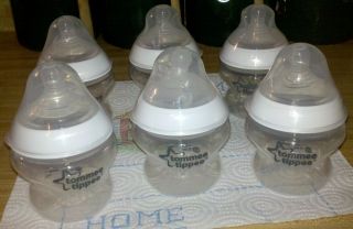 Lot of 6 Tommee Tippee Baby Bottles Six Closer to Nature
