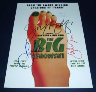 The Big Lebowski Cast x3 PP Signed Poster 12x8 Coen
