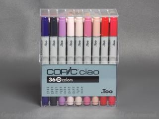 Copic Ciao Marker Set 36 D Brush Chisel Tip Markers Clear Case Plus