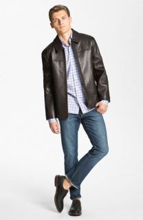 Cole Haan Leather Jacket & Façonnable Straight Leg Jeans