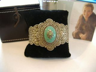 Carolyn Pollack Turquoise & Peridot Sterling Silver Bracelet BEAUTIFUL