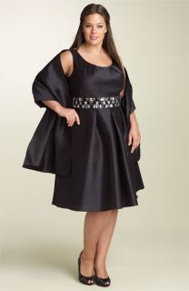 Patra Sleeveless Taffeta Dress with Beaded Waist (Plus)