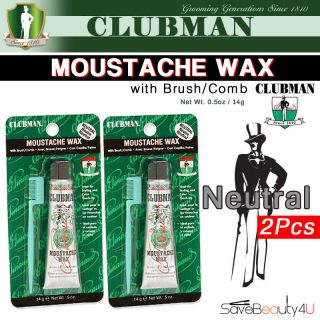 Pcs Clubman Moustache Wax with Brush Comb Neutral