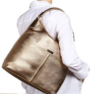 Cole Haan Avery Village Collection Gold Leather Medium Hobo Handbag $