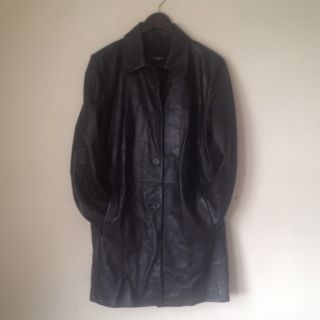 Leather Black Classic Jacket Coat by Colebrook Co Size L