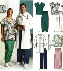 Scrubs Pants Tops Lab Coat Jacket Simplicity Mens Ladies Pattern 5443