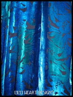 Cut Silk Velvet Burnout Beautiful Blue Long Shawl Coat