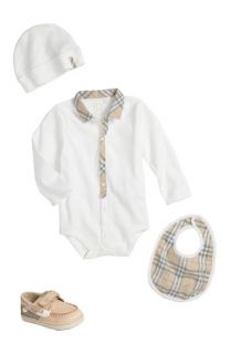Burberry Bodysuit & Sperry Top Sider® Boat Shoe (Infant)
