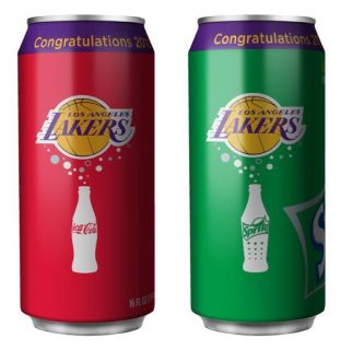 La Lakers 2010 Champs Coke and Sprite 16oz Cans Full