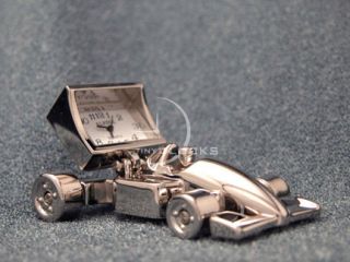 Miniature Clocks Chrome Indy Race Car Mini Clock