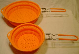  Small Collapsible Silicone Colanders with Folding Metal Handles
