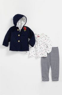 Little Me Navy Rose Top, Leggings & Jacket (Infant)