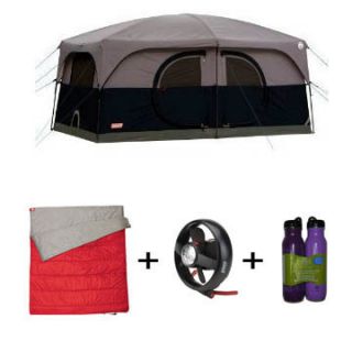 Coleman Nine 9 Person Cabin Tent   Hampton   Sleeping Bag ,Fan and