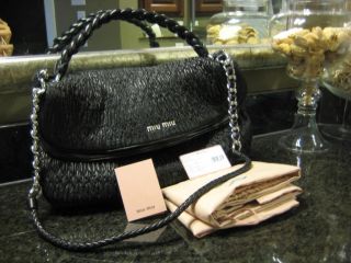 NWT Authentic Miu Miu Black Cloquet Napper leather shoulder bag