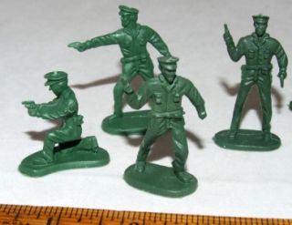 Green Plastic Toy Policemen Lot Cop 2 All Different