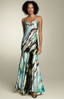 Mary L. Couture Tie Back Charmeuse Gown